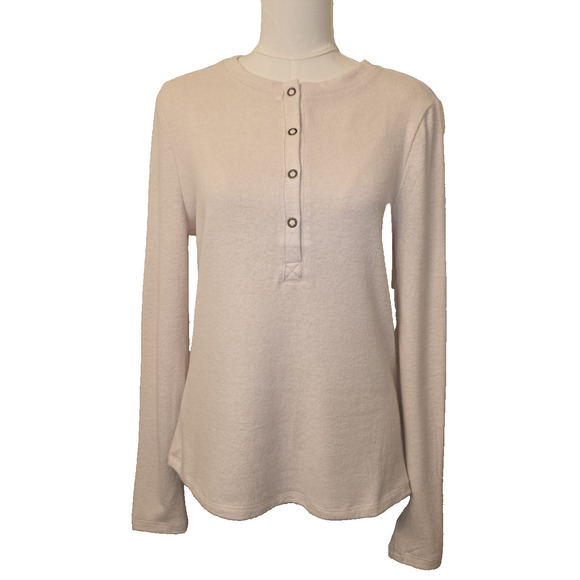 Lola Grace Tops - NWT XL Women's Long Sleeve "Fuzzy"‎ Henley Oatmeal by Lola Grace MSRP $39